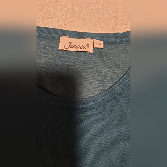 JESSICA Teal Blue V-Neck Sweater Vest Size L - Picture 8 of 8